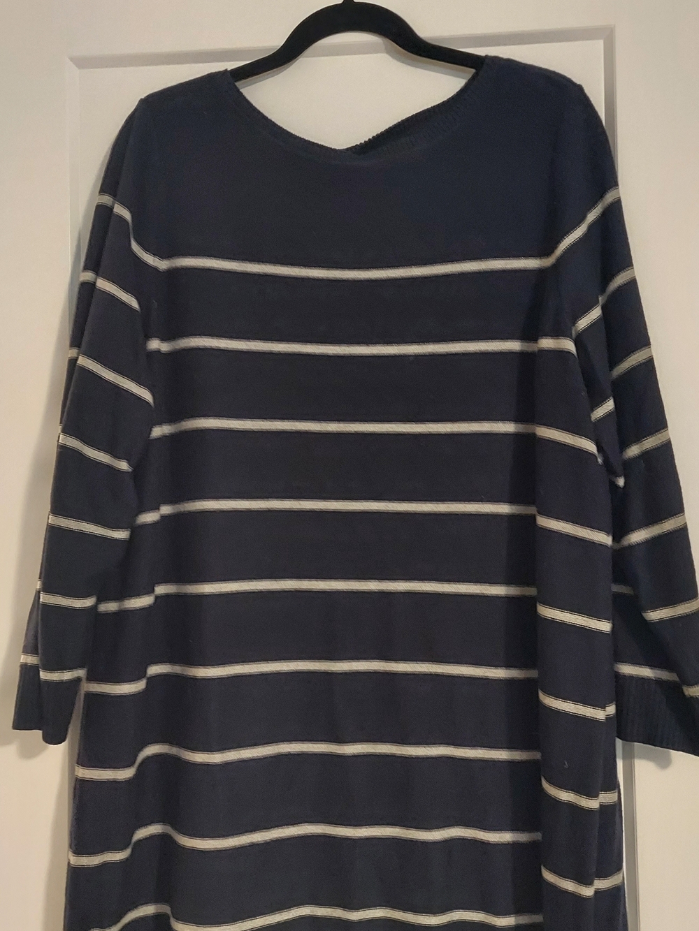 J. Jill Navy and Cream Striped Midi Dress
